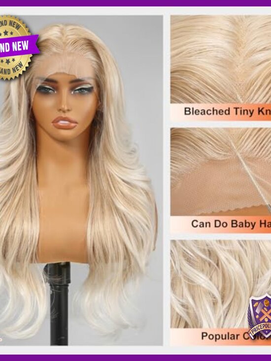 13x4 HD Lace Glueless Wig, 26 Inch Layered Wave Synthetic Hair